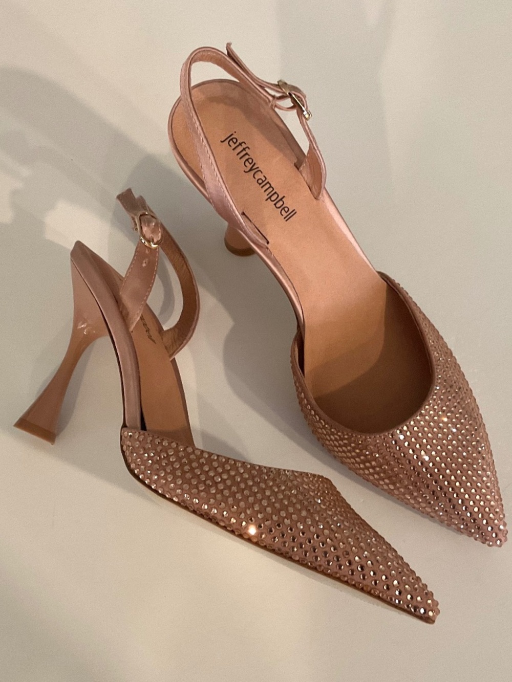 JEFFREY CAMPBELL Zivote Crystal Slingback Pump Pink Rose Size 7.5 LIKE NEW